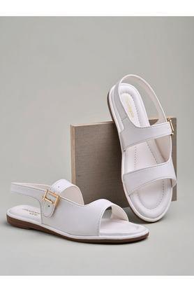 synthetic buckle women casual wear sandals - white