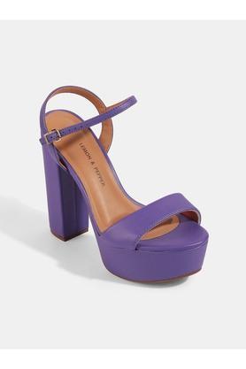 synthetic buckle womens casual sandals - purple