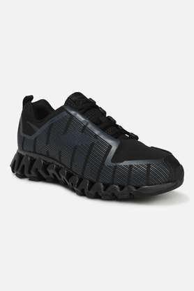 synthetic lace up men's casual shoes - black
