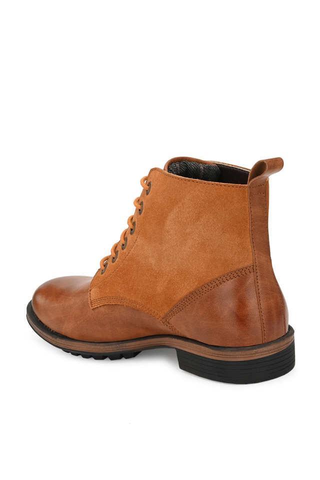 synthetic lace up men's mid tops boots - natural