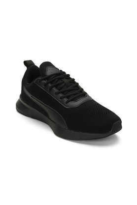 synthetic lace up men's sports shoes - black