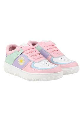 synthetic lace up womens sneakers - pink