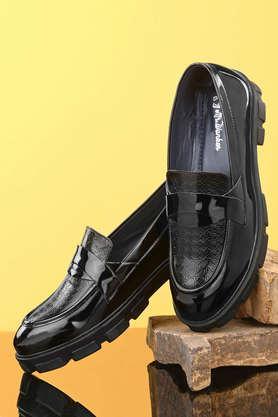 synthetic leather slip-on men's formal shoes - black