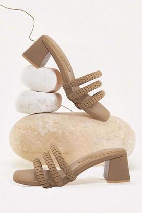 synthetic leather slip-on women's heels - copper