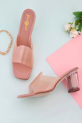 synthetic leather women casual wear heels - rose gold