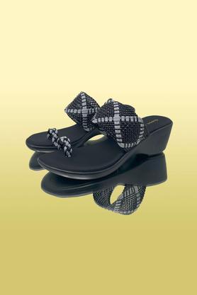 synthetic mesh slip-on women's formal wear sandals - black