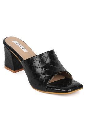 synthetic open back closure women casual wear sandals - black