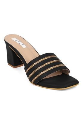 synthetic open back closure women casual wear sandals - black