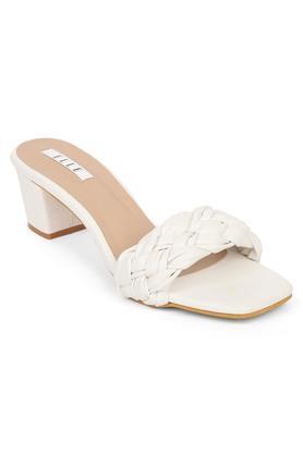 synthetic open back closure women casual wear sandals - white