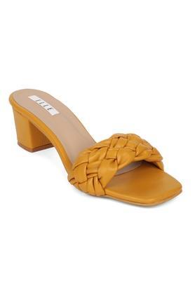 synthetic open back closure women casual wear sandals - yellow