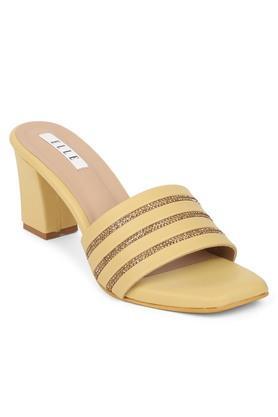 synthetic open back closure women casual wear sandals - yellow