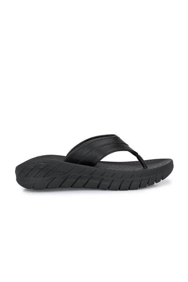 synthetic slip-on men's casual wear flip-flops - black