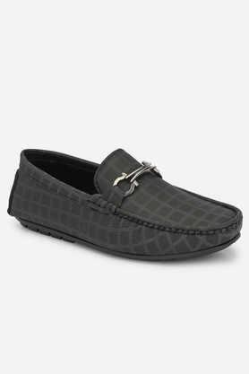 synthetic slip-on men's casual wear loafers - black