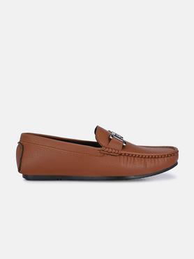 synthetic slip-on men's casual wear loafers - tan