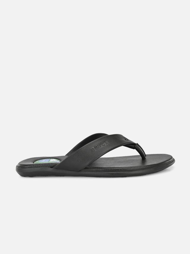 synthetic slip-on men's casual wear slippers - black