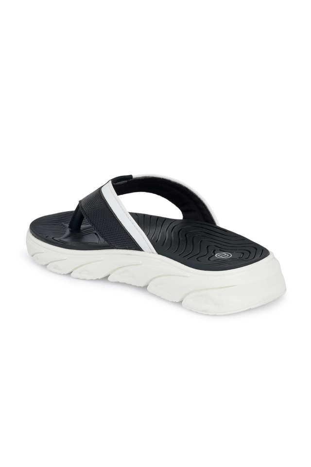 synthetic slip-on men's casual wear slippers - black