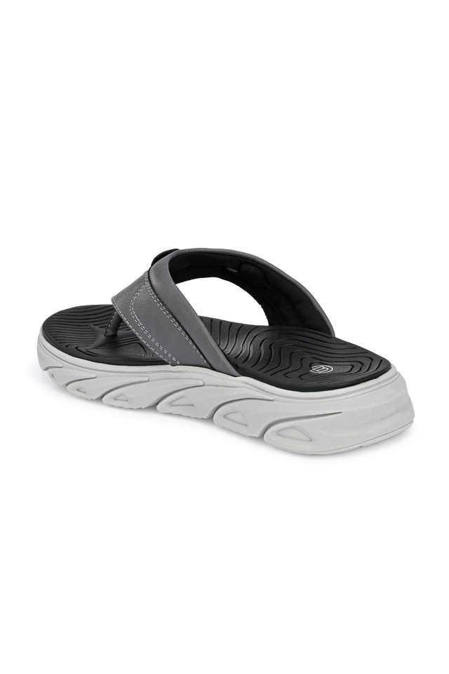 synthetic slip-on men's casual wear slippers - grey