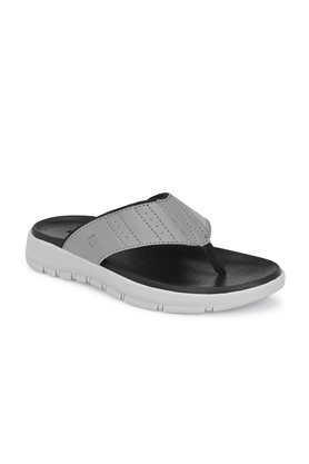 synthetic slip-on men's casual wear slippers - grey