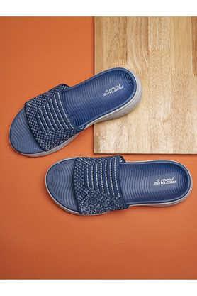 synthetic slip-on men's embossed slides - multi