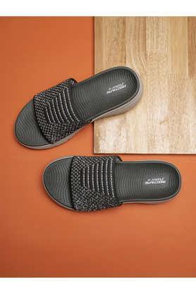 synthetic slip-on men's embossed slides - multi