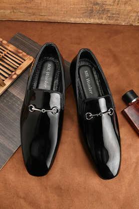 synthetic slip-on men's loafers - black