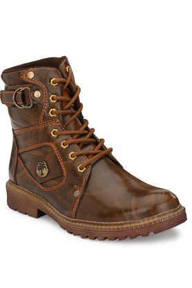 synthetic slip-on men's low tops boots - brown