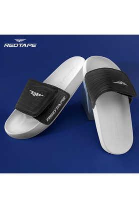 synthetic slip-on men's slides - black & white