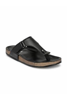 synthetic slip-on men's slippers - black