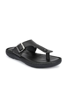 synthetic slip-on men's slippers - black