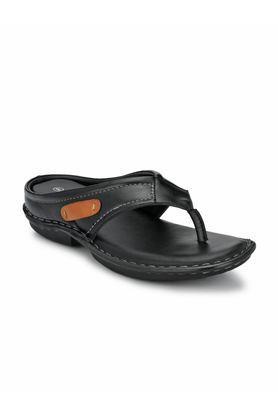 synthetic slip-on men's slippers - black