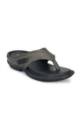 synthetic slip-on men's slippers - grey