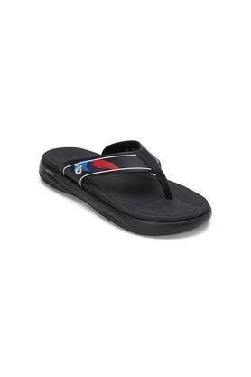 synthetic slip-on men slippers - black