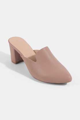 synthetic slip-on women's casual mules - natural