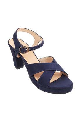 synthetic slip-on women's casual sandals - navy