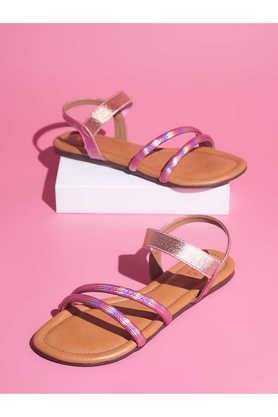 synthetic slip-on women's casual wear sandals - pink