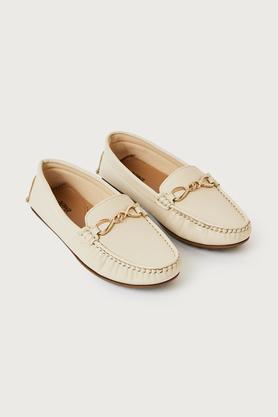 synthetic slip-on women's loafers - cream