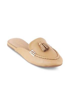 synthetic slip-on women's mules - natural