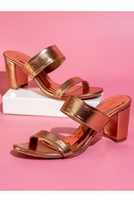 synthetic slip-on women's party wear heels - antique