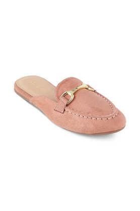 synthetic slip-on women's pumps - pink