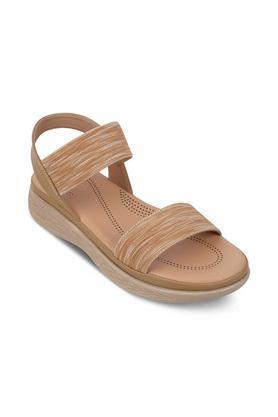 synthetic slip-on women's sandals - natural