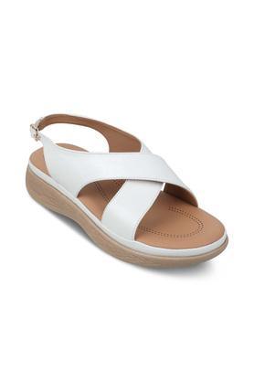 synthetic slip-on women's sandals - white