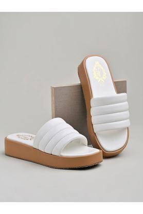 synthetic slip-on women casual wear sandals - white