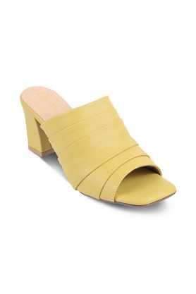 synthetic slip-on women sandals - green