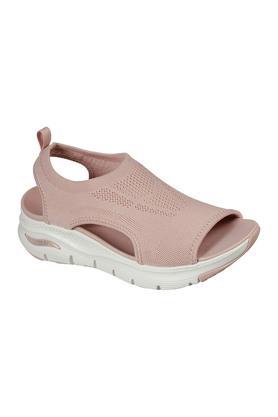 synthetic slip on womens casual sandals - blush