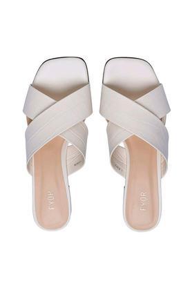 synthetic slipon athleisure women's sandals - off white