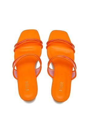 synthetic slipon athleisure women's sandals - orange