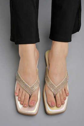 synthetic slipon girls casual flats - gold