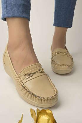 synthetic slipon girls casual loafers - natural