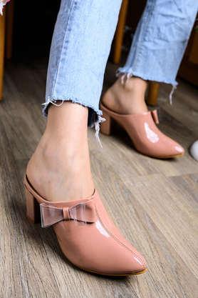 synthetic slipon girls casual mules - peach