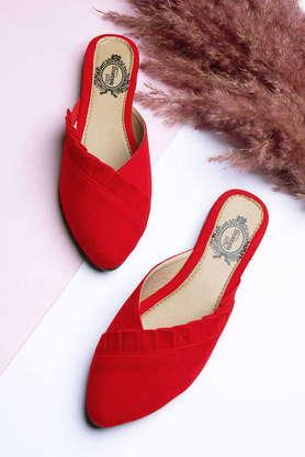 synthetic slipon girls casual mules - red
